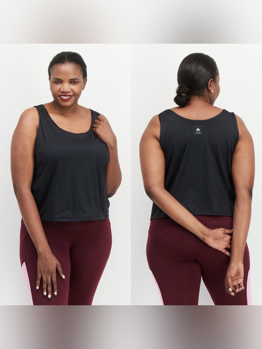 Adidas x 11 Honoré black athletic cropped tank top Built in bra Active 4XL